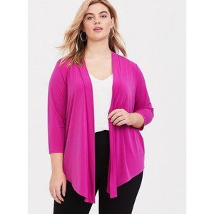 TORRID Bright Pink Studio Knit Drape Open Cardigan EUC sz 2